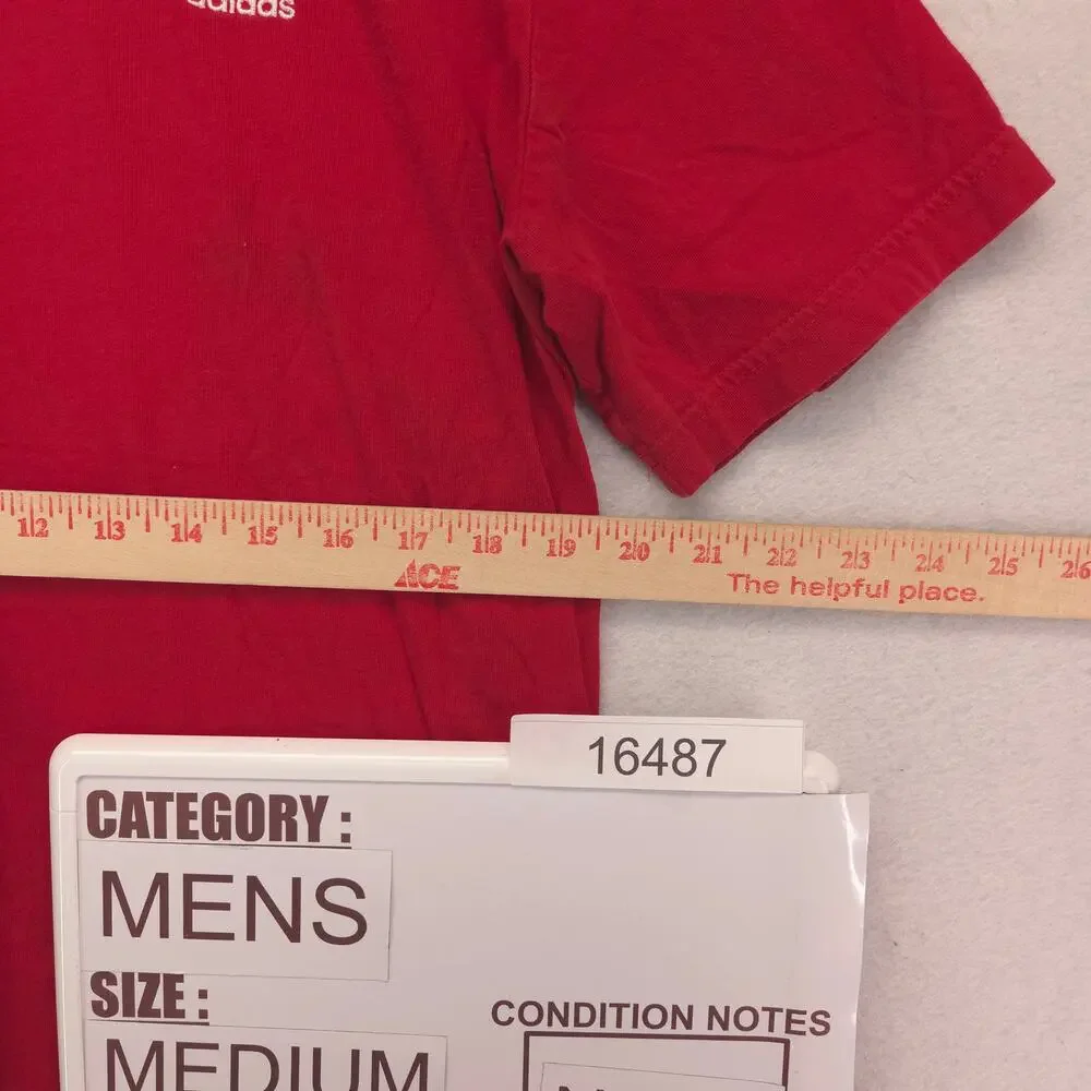 Adidas Casual Crew Neck Short Sleeve Graphic T Shirt Mens Size M Red White
